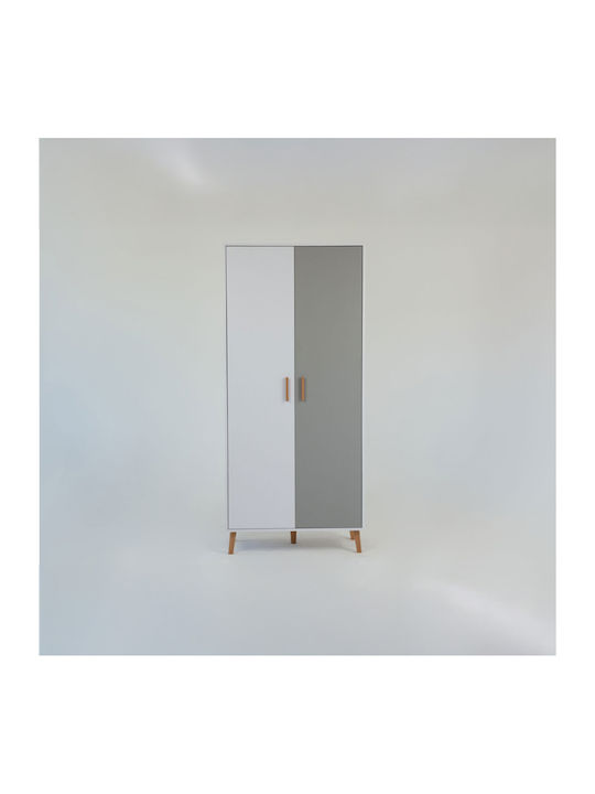 Doppeltür Kleiderschrank Timmy White-graphite-gray 90x50x199cm