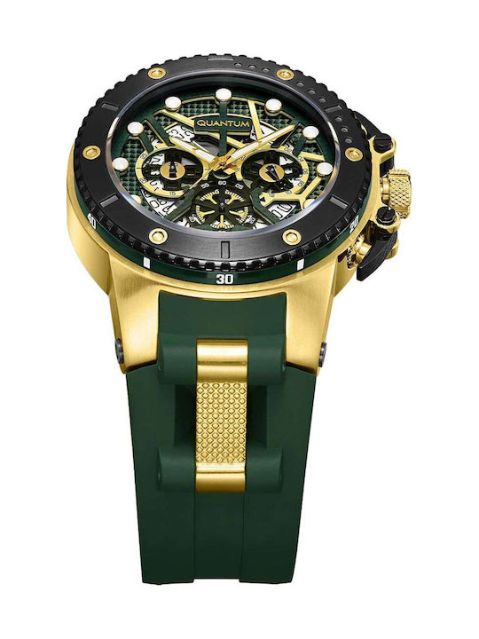 Quantum Men's Watch Battery with Green Rubber Strap