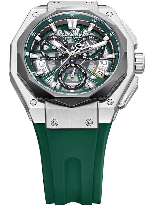 Quantum Men's Watch Chronograph Battery with Green Rubber Strap