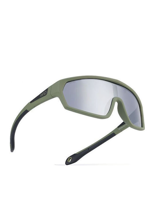 Nano Sol Mask Kids Sunglasses with Mirror Lenses Green for 7-11 Years