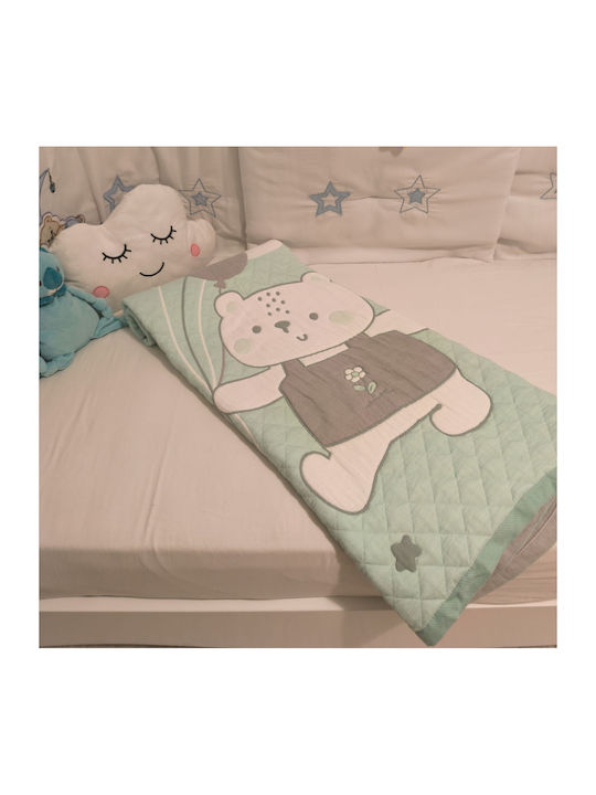 Double Sided Cotton Baby Quilt 100x120cm Mint