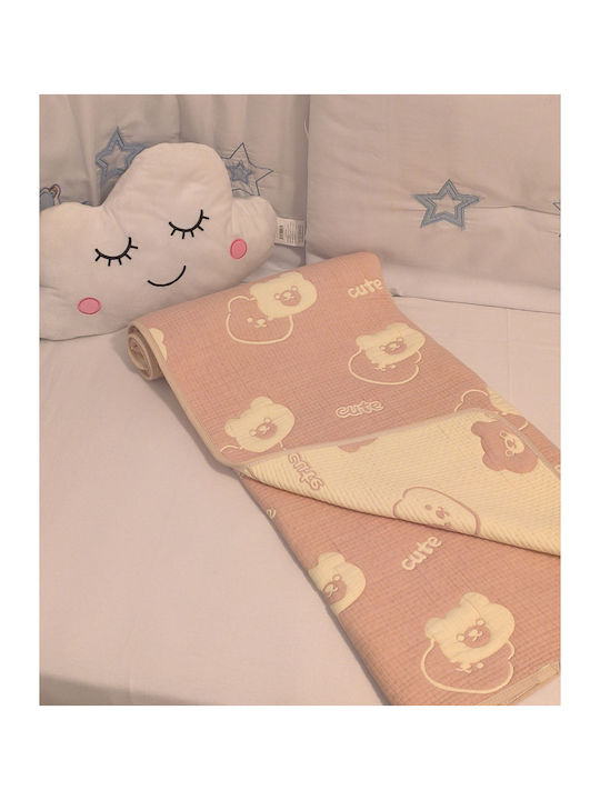 Double Sided Cotton Baby Quilt 100x110cm Pink