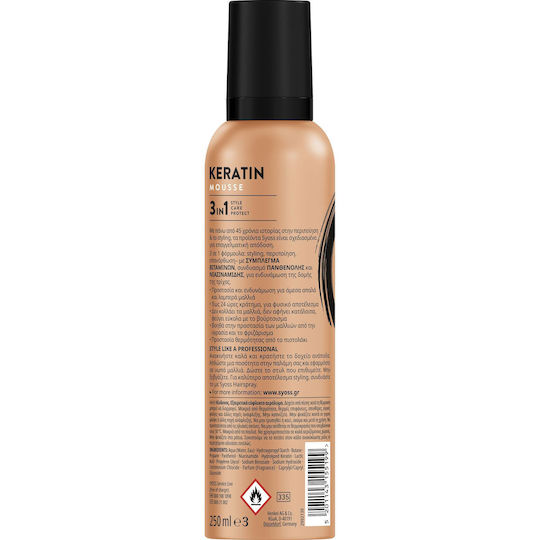 Syoss Keratin Style Perfection Mousse Αφρός Μαλλιών Für Volumen 250ml