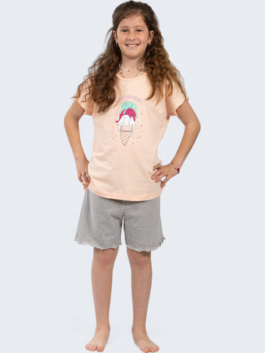 Nina Club Kids' Pajamas Summer Peach-grey