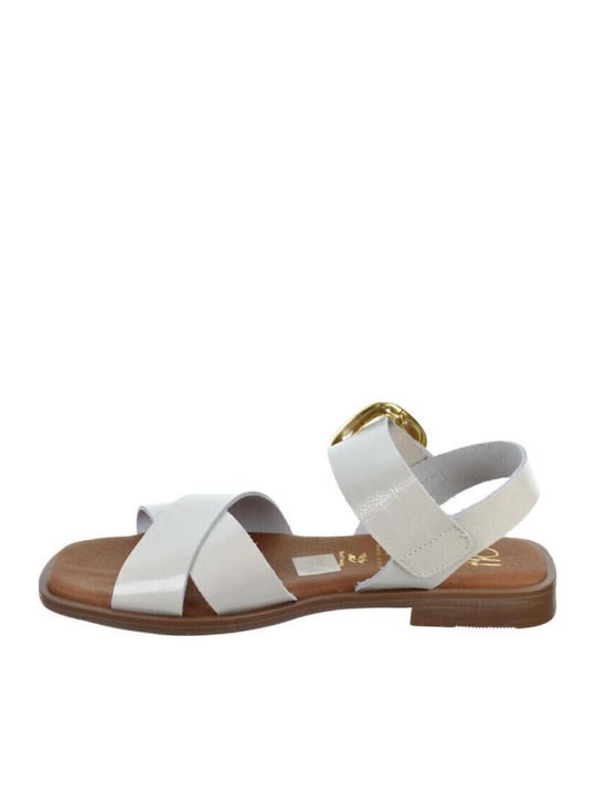Leather Women's Flat Sandals Anatomic in White Color