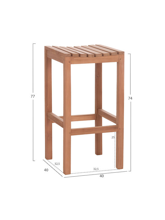 Stool Bar with Backrest Wooden Nikol Natural 40x40x77cm