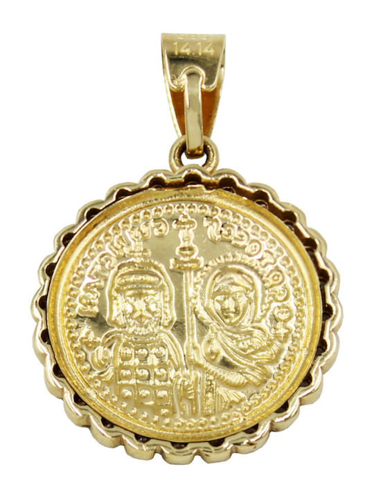Roloi Kaliamanis Pendant Kids Talisman Double Sided Konstantinato made of Gold 14K PM1269