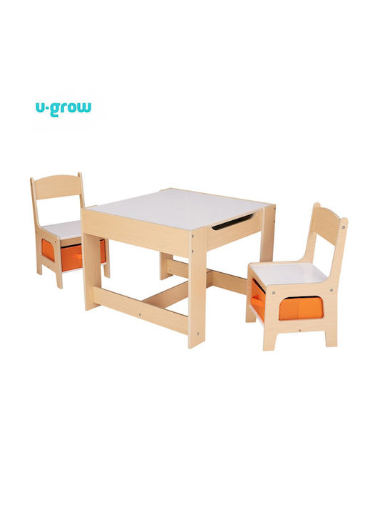 Kids Table and Chairs Set for Painting Beige U-Grow