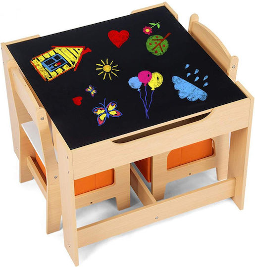 Kinder Tischset mit Stühlen zum Malen Beige U-Grow