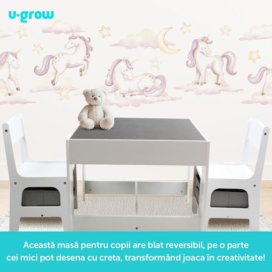 Kids Table and Chairs Set White U-Grow