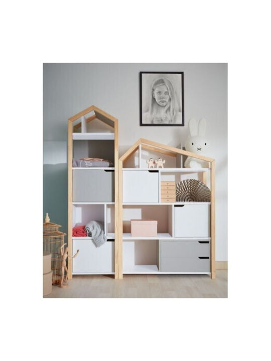 Bibliotecă Perete Lemn Alb 46x37x160cm