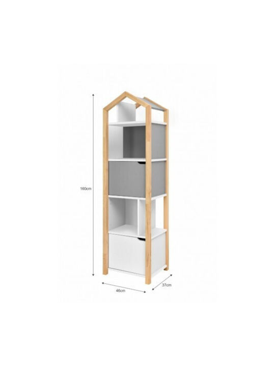 Bibliotecă Perete Lemn Alb 46x37x160cm