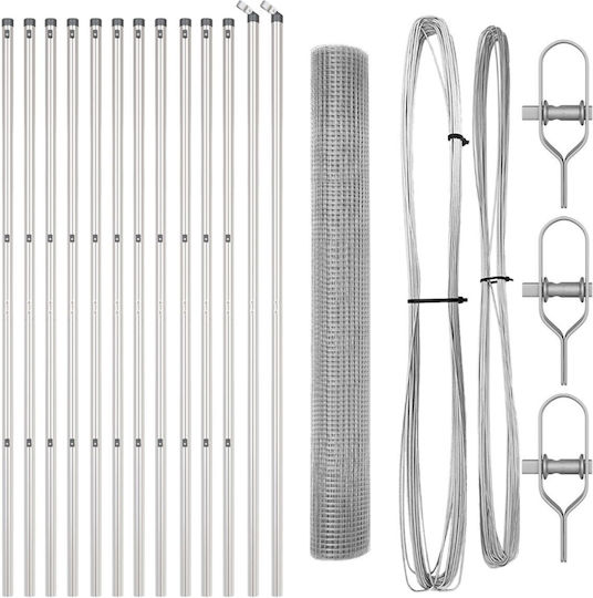 vidaXL Wire Fencing Galvanized Set Silver 1x25m (per meter)