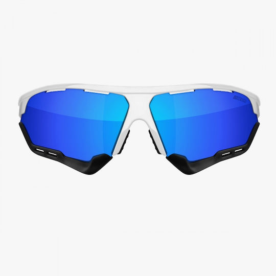Scicon Cycling Glasses Aerocomfort with White Frame & Multicolour Lenses