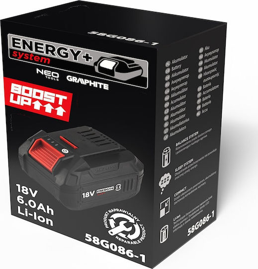 Graphite Tool Battery Lithium 18V with Capacity 6Ah Energy+