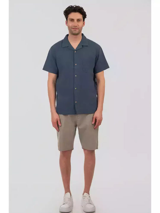 Short-sleeved Linen Shirt Colonial Blue