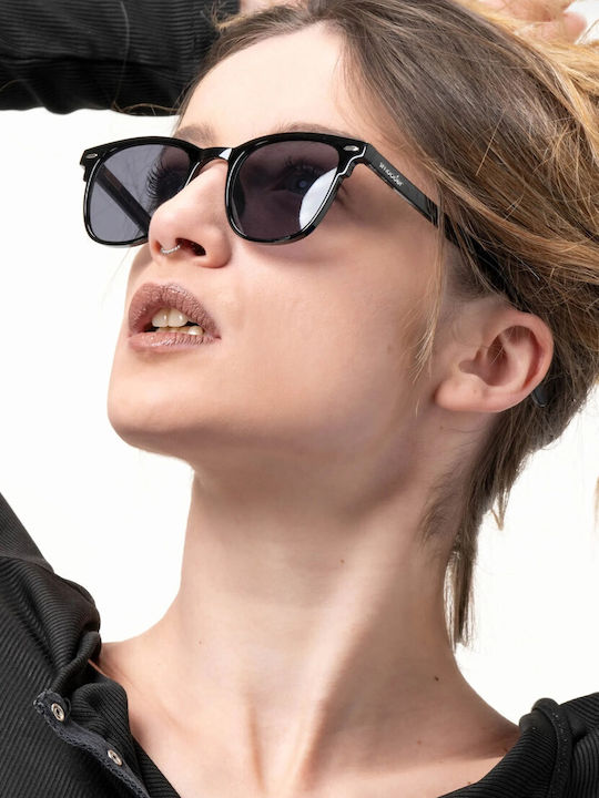 Smooder Unisex Sonnenbrille mit Gray Holz Gestell und Gray Linse X020