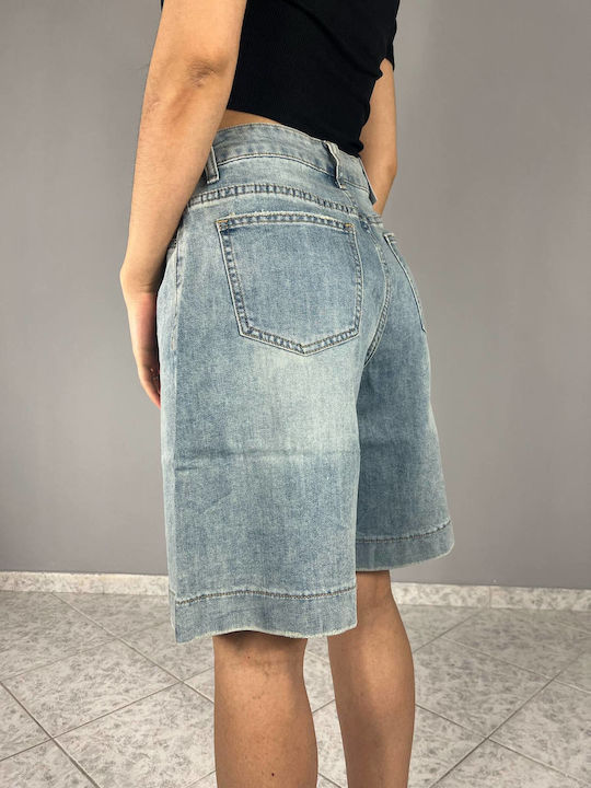 Damen Bermuda Jean Blau