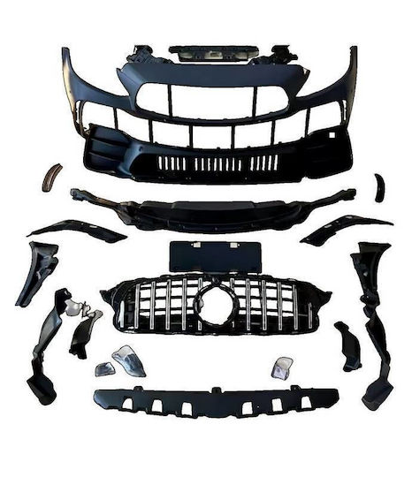 Front Bumper Mercedes-Benz C-Class C205/W205 14-21 GTR Look Black Mamba Black Chrome Grille