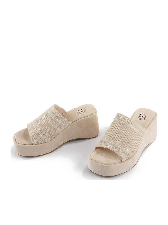 Damenplattformen Beige