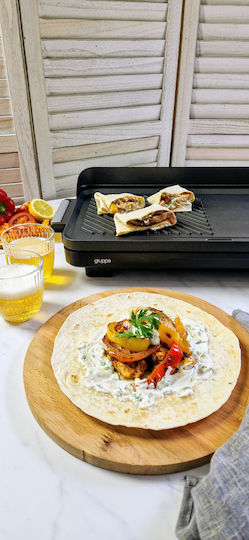 Gruppe LW 830 Tabletop Electric Grill Smooth and Ribbed Plate 1800W with Adjustable Thermostat 50.8cmx25.4cmcm
