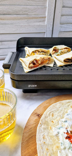 Gruppe LW 830 Tabletop Electric Grill Smooth and Ribbed Plate 1800W with Adjustable Thermostat 50.8cmx25.4cmcm