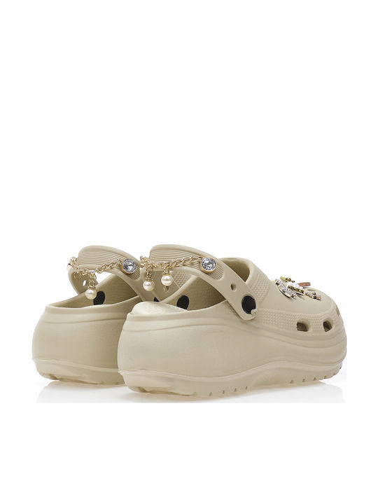 Tsoukalas Damen Clogs Beige