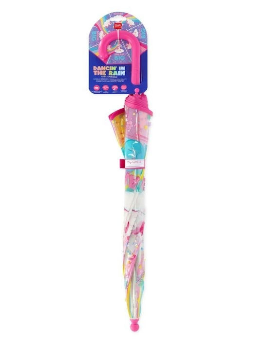 Unicorn Kids Curved Handle Umbrella with Diameter 70cm Transparent