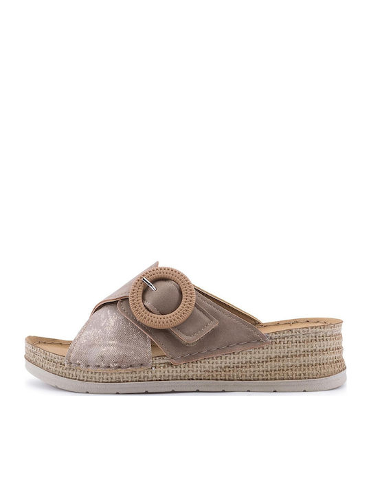 Damenplattformen Beige