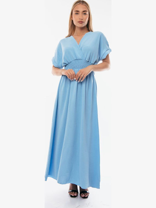 Summer Maxi Wrap Dress Light Blue