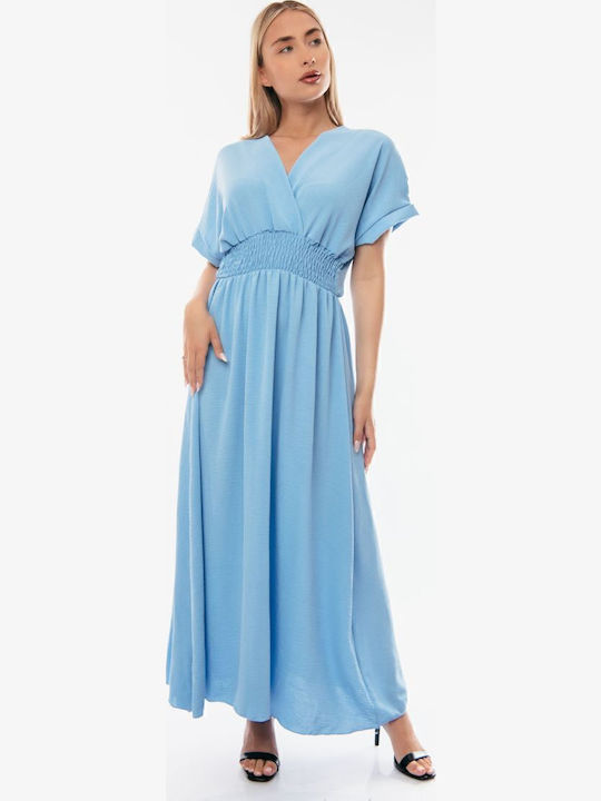 Summer Maxi Wrap Dress Light Blue