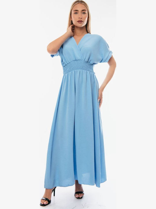 Summer Maxi Wrap Dress Light Blue