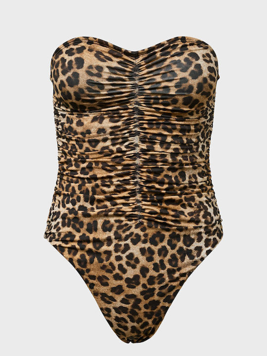 One Piece Swimsuit With Light Padding Animal Print Leopard Print