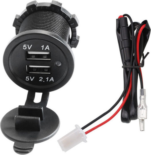 Car Charger 2.1A with Ports: 2xUSB Black Color