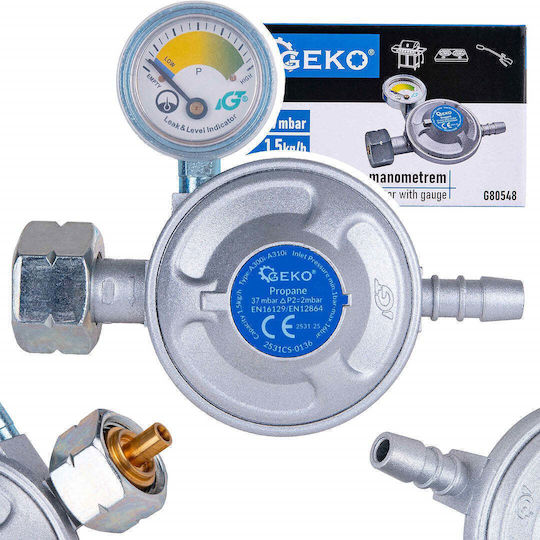 Propan-Butan Gasregler Manometer 37 Mbar 1,5 Kg H Geko G80548