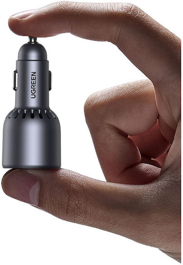 Ugreen Auto-Ladegerät 75W 3.25A mit Anschlüssen: 1xUSB 2xType-C Schwarz Farbe