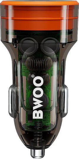 BWOO Φορτιστής Αυτοκινήτου 20W με Θύρες: 1xUSB 1xType-C