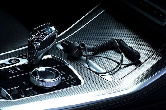 Forcell Autoladegerät 38W Schnellladen mit Einer Buchse 1xUSB zusammen mit Kabel Typ-C Schwarz Farbe