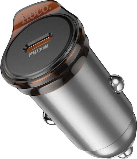 Hoco NZ16B Auto-Ladegerät 45W 3A mit Anschlüssen: 2xType-C mit Kabel Blitzschlag Gray Farbe