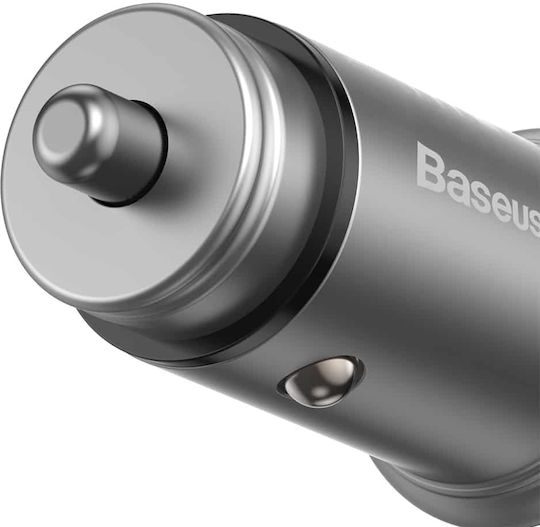 Baseus Square Qc Încărcător Auto 30W cu Porturi: 1xUSB 1xType-C Negru Culoare