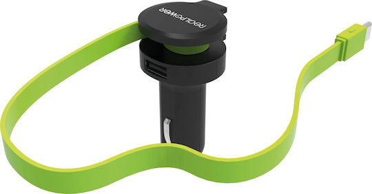 RealPower Car Charger with one Port: 1xUSB with Cable Type-C Black Color