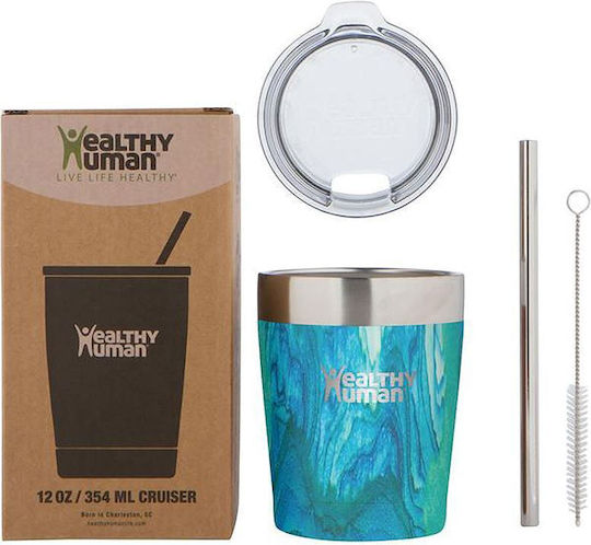 Healthy Human Ποτήρι Θερμός Ανοξείδωτο 354ml Bora Bora με Καλαμάκι