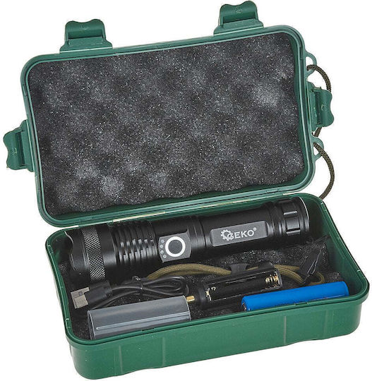 Xhp50 Tactical LED Flashlight 15W 1800mAh 1500lm IPX8 Geko G15122