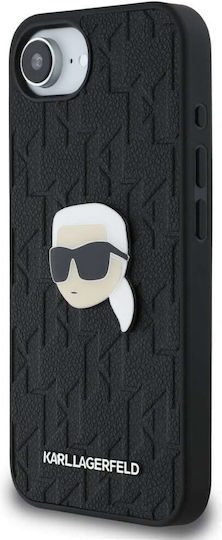 Karl Lagerfeld Monogram Rückseite Leder Kunststoff Silikon Schwarz für iPhone 17e / 16e