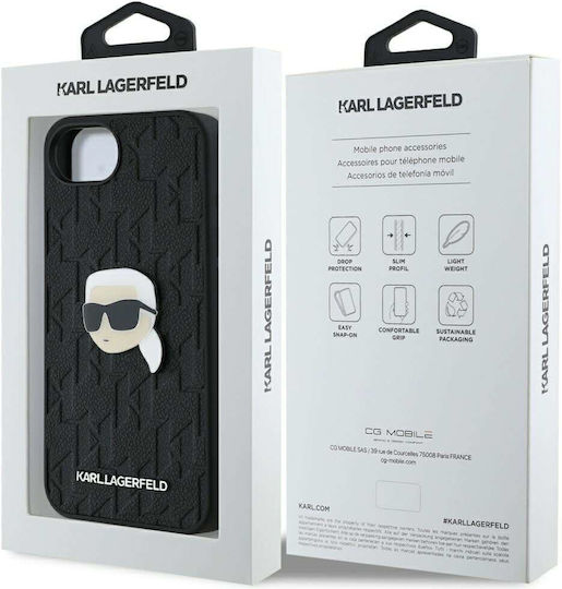 Karl Lagerfeld Monogram Rückseite Leder Kunststoff Silikon Schwarz für iPhone 17e / 16e