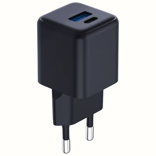 3MK Φορτιστής Χωρίς Καλώδιο GaN με Θύρα USB-A και Θύρα USB-C 20W Power Delivery / Quick Charge 4+ Μαύρος (Hyper)