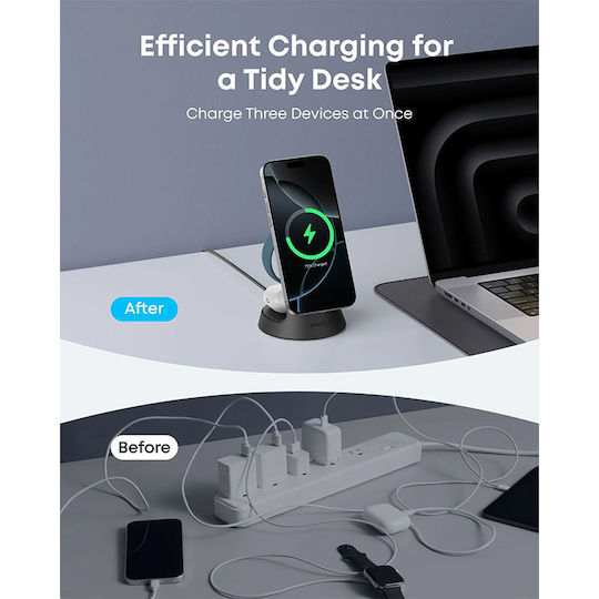 Anker Ασύρματος Φορτιστής Qi2 και Καλώδιο USB-C - USB-C 15W Charger and Cable Included (MagGo 3-in-1)