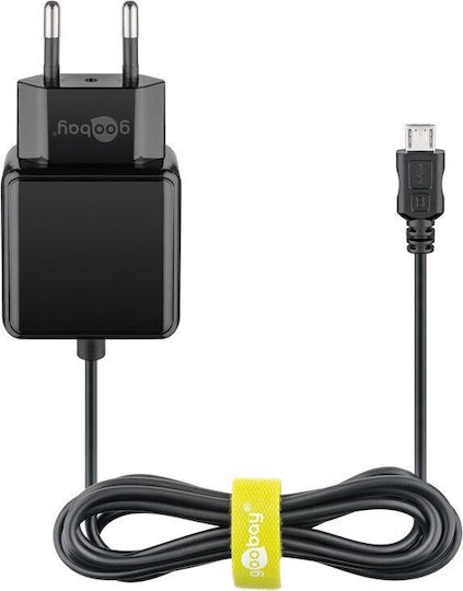 Goobay Φορτιστής με Ενσωματωμένο Καλώδιο micro USB Μαύρος (49603)