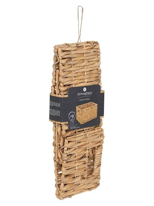 Atmosphera Maura Hycth Decorative Wicker Basket with Handles Beige 29x20x16cm