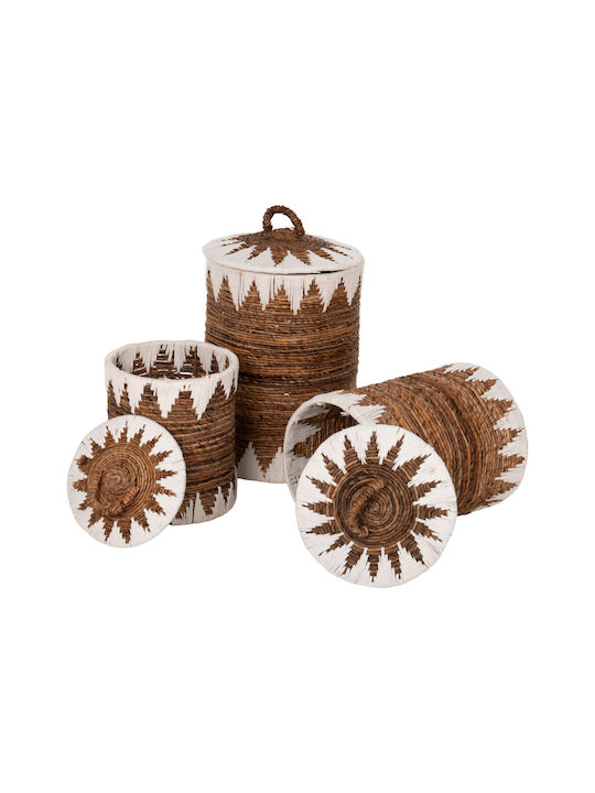 HomeMarkt Комплект декоративни кошници с капак и дръжки Brown 33x33бр 3бр